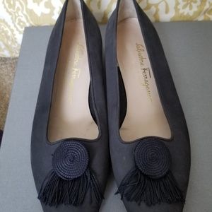 Navy Feragamo Loafers